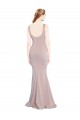 Cap Sleeves Scoop Neck Stretch Crepe Dusty Pink Long Formal Dress