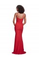 Sleeveless Spaghetti Straps Stretch Crepe Red Long Formal Dress