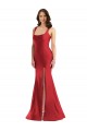 Sleeveless Square Neck Silky Satin Red Long Formal Plus Size Formal Dress