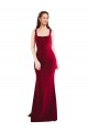 Sleeveless Square Neck Stretch Crepe Burgundy Long Formal Dress