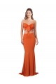 Sleeveless Strapless Spandex Orange Long Formal Dress