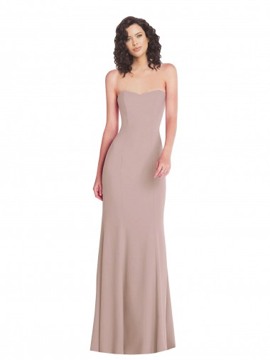 Affordable Sleeveless Strapless Stretch Crepe Dusty Pink Long Formal Dress UK