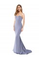 Sleeveless Strapless Stretch Crepe Smoke Blue Long Formal Dress
