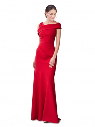Affordable Sleeveless Stretch Crepe Red Long Formal Dress UK