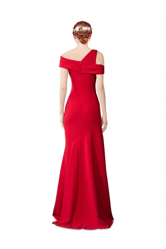 Sleeveless Stretch Crepe Red Long Formal Dress