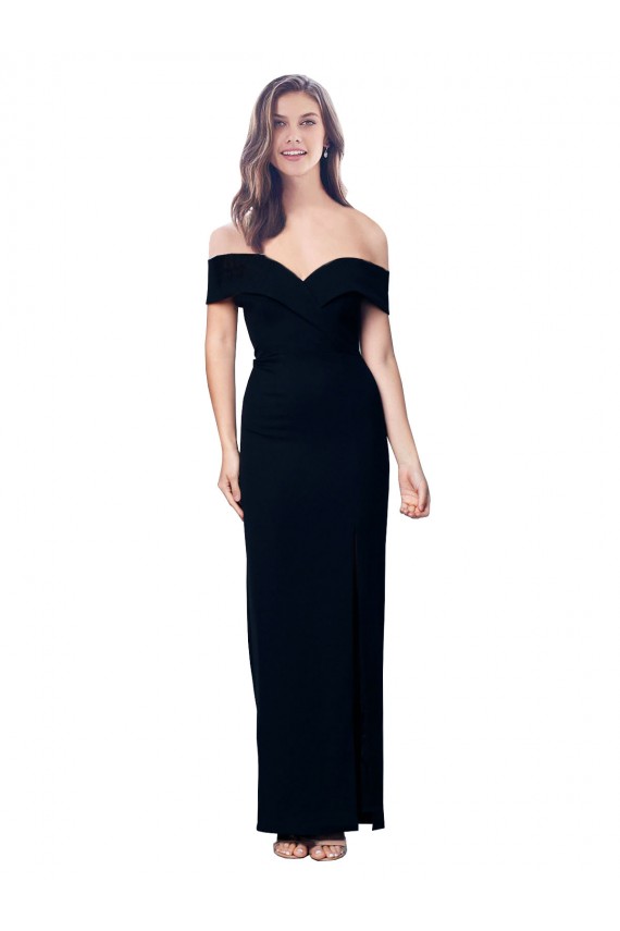 Sleeveless Sweetheart Stretch Crepe Black Long Formal Gowns