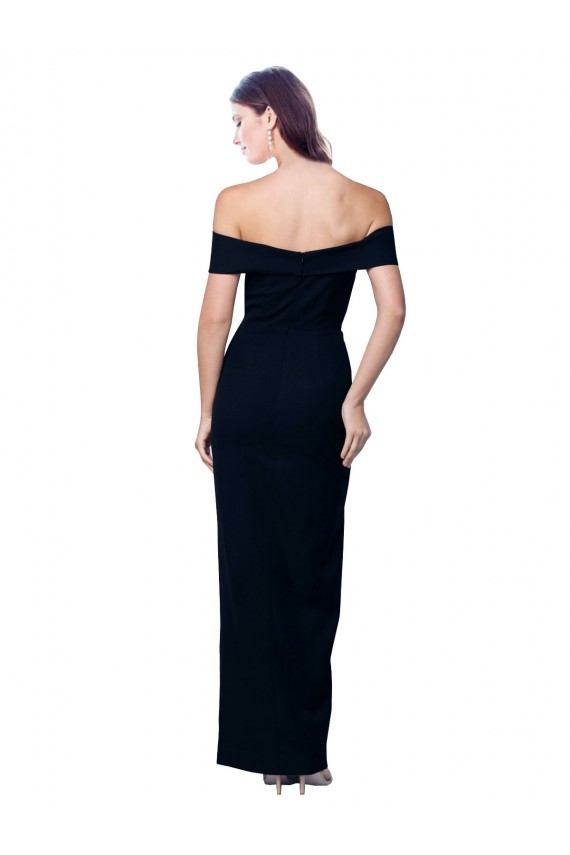 Sleeveless Sweetheart Stretch Crepe Black Long Formal Gowns
