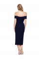 Sleeveless Sweetheart Stretch Crepe Dark Navy Midi Length Formal Dress