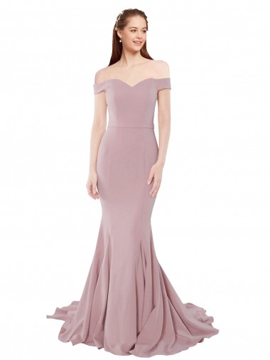 Affordable Sleeveless Sweetheart Stretch Crepe Dusty Pink Sweep Train Formal Dress UK