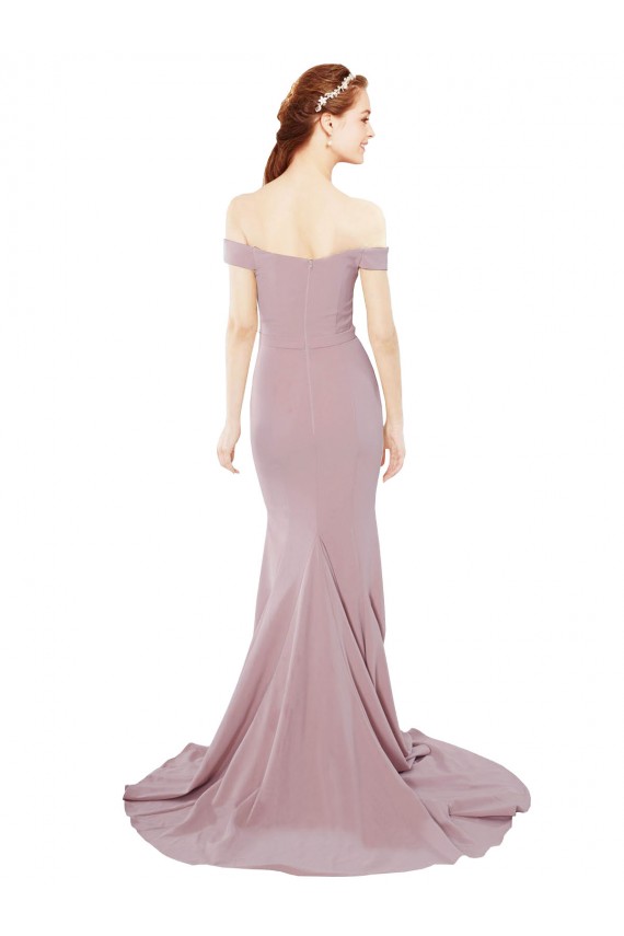 Sleeveless Sweetheart Stretch Crepe Dusty Pink Sweep Train Formal Dress