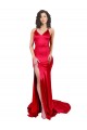 Sleeveless Sweetheart Stretch Satin Red Long Formal Gowns