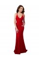 Sleeveless V-Neck Lace Red Long Formal Dress