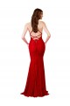 Sleeveless V-Neck Lace Red Long Formal Dress