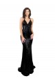 Sleeveless V-Neck Sequin Black Long Black Tie Formal Dress
