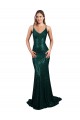 Sleeveless V-Neck Sequin Dark Green Mermaid Long Formal Dress