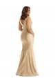 Sleeveless V-Neck Silky Satin Soft Gold Long Formal Plus Size Formal Dress