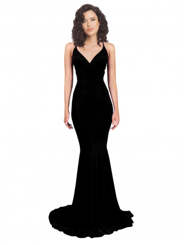 Affordable Sleeveless V-Neck Spandex Black Long Formal Dress UK