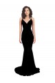 Sleeveless V-Neck Spandex Black Long Formal Dress