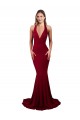 Sleeveless V-Neck Spandex Burgundy Long Formal Dress