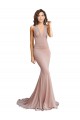 Sleeveless V-Neck Spandex Dusty Pink Long Formal Dress
