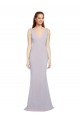 Sleeveless V-Neck Stretch Crepe Arctic Lilac Long Formal Dress