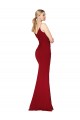 Sleeveless V-Neck Stretch Crepe Burgundy Mermaid Long Formal Dress