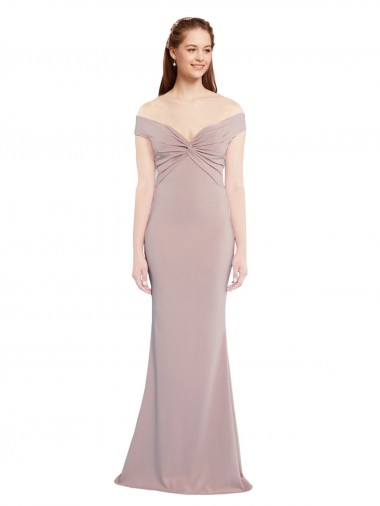 Affordable Sleeveless V-Neck Stretch Crepe Dusty Pink Long Formal Dress UK