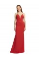 Sleeveless V-Neck Stretch Crepe Red Long Formal Dress