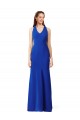 Sleeveless V-Neck Stretch Crepe Royal Blue Long Formal Dress