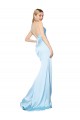 Sleeveless V-Neck Stretch Satin Light Sky Blue Long Formal Dress