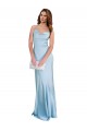 Sleeveless Cowl Neck Silky Satin Light Sky Blue Long Formal Dress