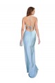 Sleeveless Cowl Neck Silky Satin Light Sky Blue Long Formal Dress