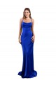 Sleeveless Cowl Neck Silky Satin Royal Blue Long Formal Dress
