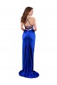 Sleeveless Cowl Neck Silky Satin Royal Blue Long Formal Dress