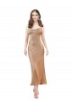 Sleeveless Cowl Neck Silky Satin Rose Gold Midi Length Formal Dress