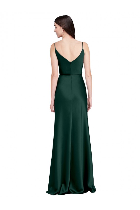 Sleeveless Cowl Neck Stretch Satin Hunter Long Black Tie Formal Dress