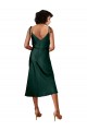 Sleeveless Cowl Neck Stretch Satin Hunter Midi Length Black Tie Formal Dress