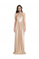 Sleeveless High Neck Sequin Gold Long Formal Dress