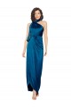Sleeveless High Neck Silky Satin Peacock Blue Long Formal Dress
