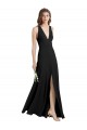 Sleeveless High Neck Stretch Crepe Black Sheath Long Formal Dress