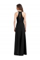Sleeveless High Neck Stretch Crepe Black Sheath Long Formal Dress