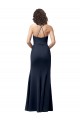 Sleeveless High Neck Stretch Crepe Dark Navy Long Formal Dress
