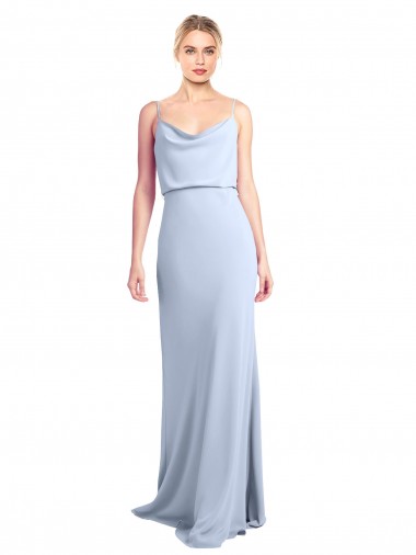 Affordable Sleeveless High Neck Stretch Crepe Light Sky Blue Sheath Long Formal Dress UK