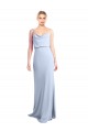 Sleeveless High Neck Stretch Crepe Light Sky Blue Sheath Long Formal Dress