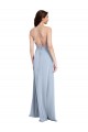 Sleeveless High Neck Stretch Crepe Light Sky Blue Sheath Long Formal Gowns