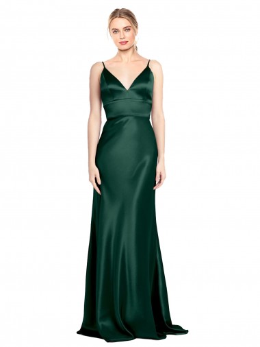 Affordable Sleeveless High Neck Stretch Satin Hunter Long Formal Dress UK