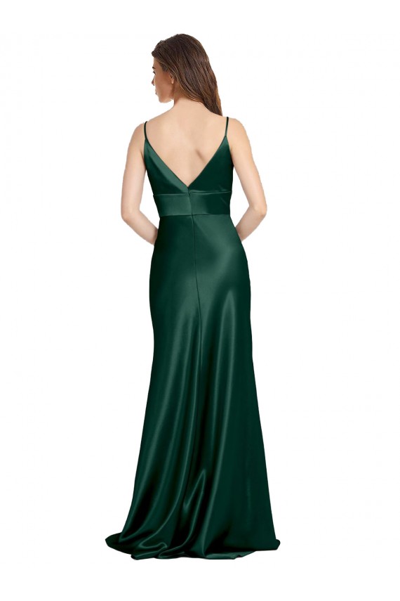 Sleeveless High Neck Stretch Satin Hunter Long Formal Dress