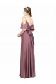 Cold Shoulder Off the Shoulder Silky Satin Long Formal Dress