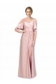 Cold Shoulder Off the Shoulder Silky Satin Long Formal Dress
