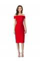 Sleeveless Off the Shoulder Stretch Crepe Red Cocktail Length Formal Dress